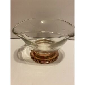 Princess House Glass Fluted Bowl with‎ Copper Base  Vintage excellent condition
